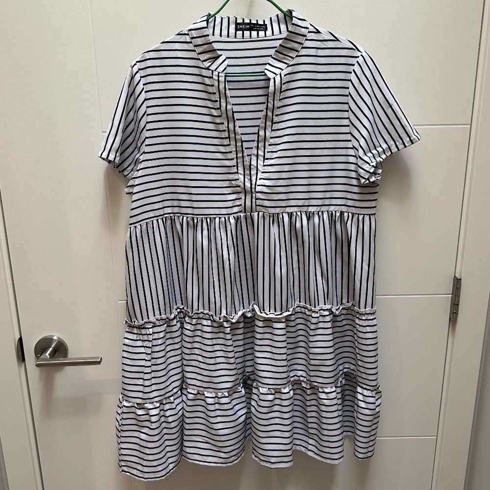 Oversized Striped Shirt Dress